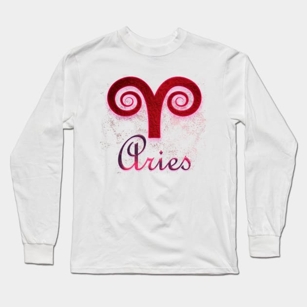 Aries Horoscope Long Sleeve T-Shirt by LO2Camisetas